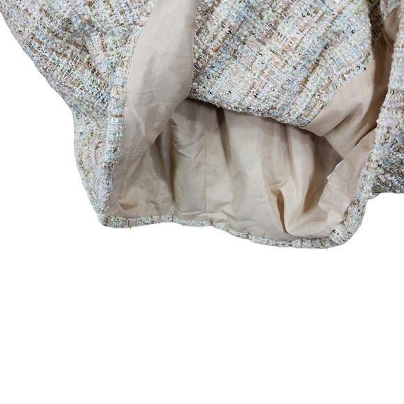 Forever 21 Tweed Sheath Dress S Women Tank Double Breast Cream Aqua Blue Sequins - Picture 9 of 11